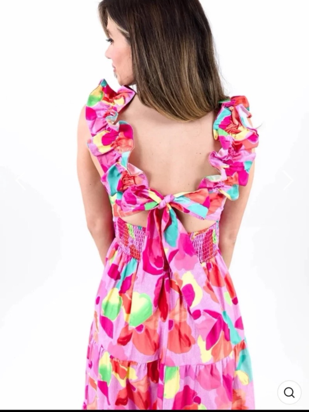 Peach Love California Blooming Affair Floral Print Back-Tie Maxi Dress Sz Large - Picture 5 of 12